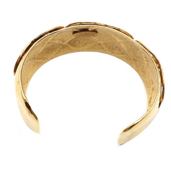 #45896 Gold Extremely Rare Cc Woven Cutout Cuff Bangle Bracelet - Picture 8 of 10